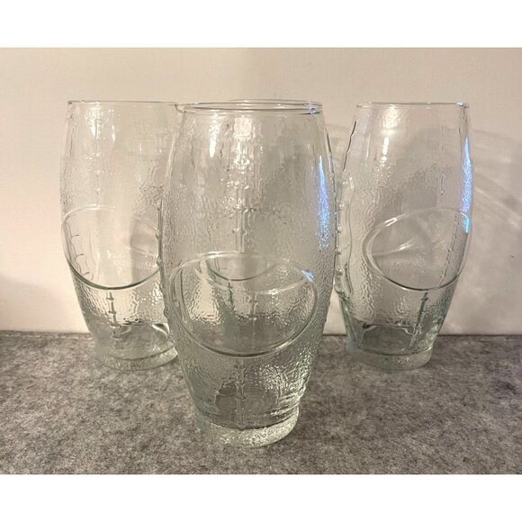 Set of 4 Clear Football Shaped Glasses  6.5" Tall  #2173 - Picture 1 of 4